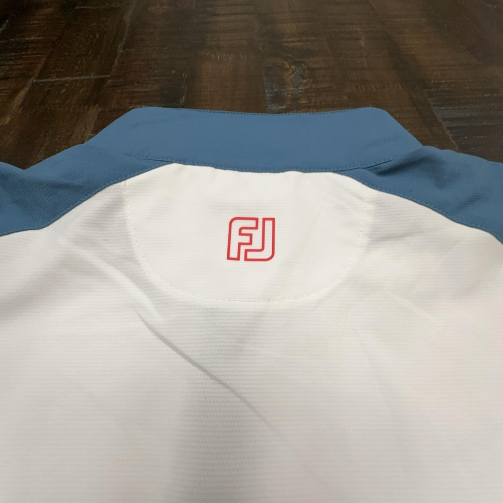 FootJoy Jacket Mens 2XL White Blue 1/2 Zip Golf Windbreaker Lightweight Pullover - Picture 9 of 11